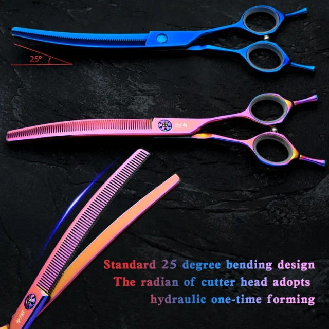 Lorful Curved Blade Fishbone Scissors Tooth Scissors Pengpeng Scissors 7-Inch Thin Shears Pet Shop Special Dog Hair Trimming - Image 2