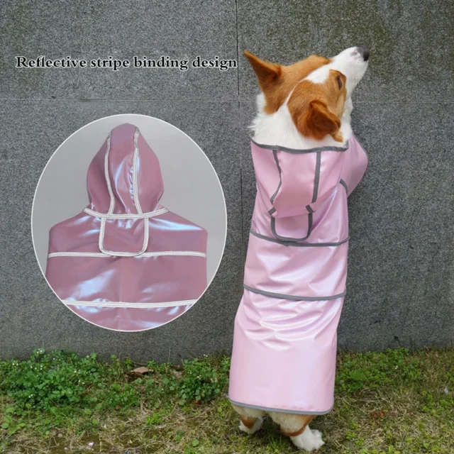 Reflective Light Rain Coat for Dogs and Cats, Waterproof Jackets, Cape PU Raincoat for Outdoor Puppy, Pet Apparel Clothes Hoody - Image 4