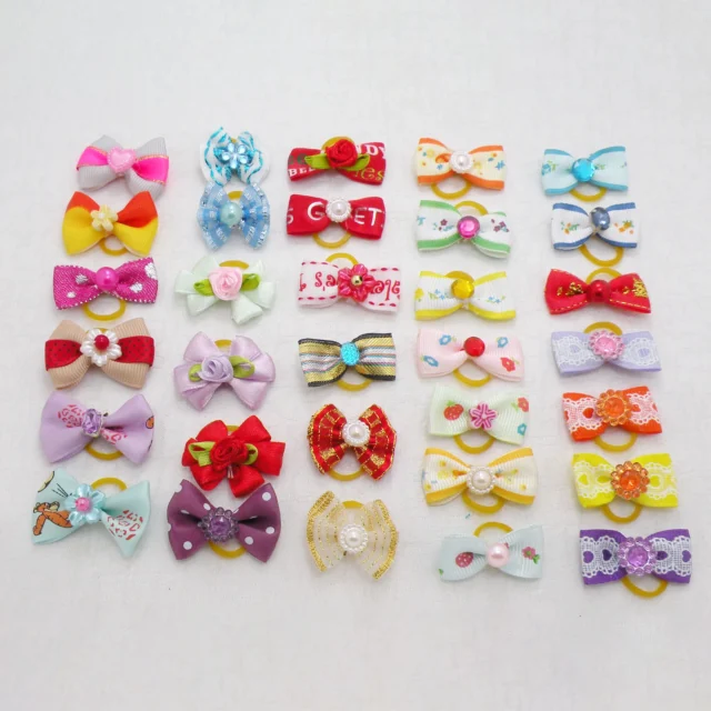 100pcs Cute Dog Hair Bows Dog Topknot Multicoloured Puppy Hair Bows Bright Flower Peals Pet Headwear Grooming Products - Image 5