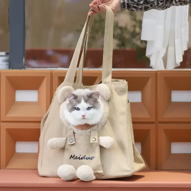 0-5KG Cat Carrier Canvas BagTote Outdoor Transport Shoulder Bag for Small Dogs Handbag Pouch Puppy Carrier Travel Pet Carrier - Image 2