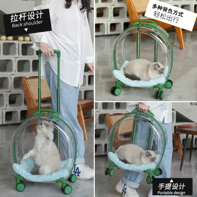 Pet Trolley Box Portable Dog Cat Outing Bag Transparent Pet Backpack Checked Airline Cat Bag, Cat Accessories Outing Cat Bag - Image 4