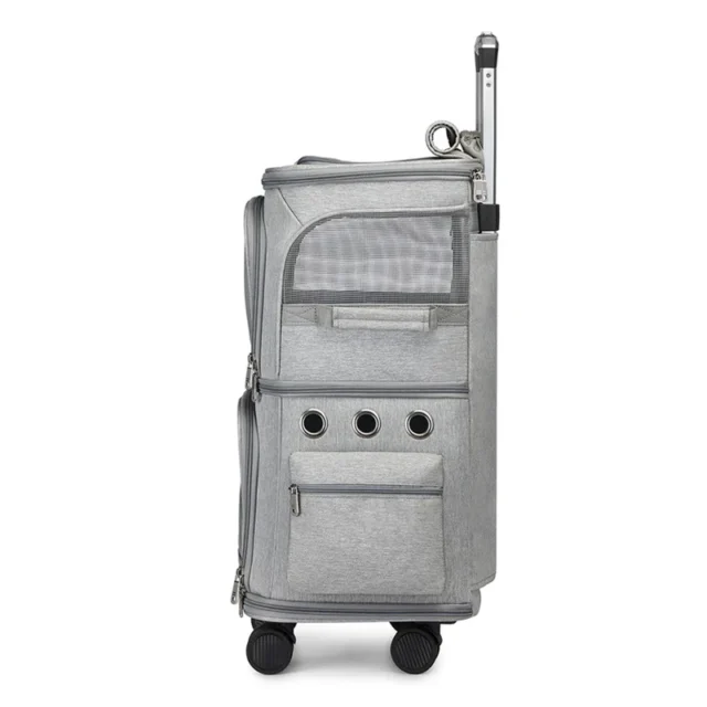 Double-layer Pet Trolley Bag Portable Outdoor Telescopic Pull Rod Case Dog Backpack Cat Carrier - Image 3