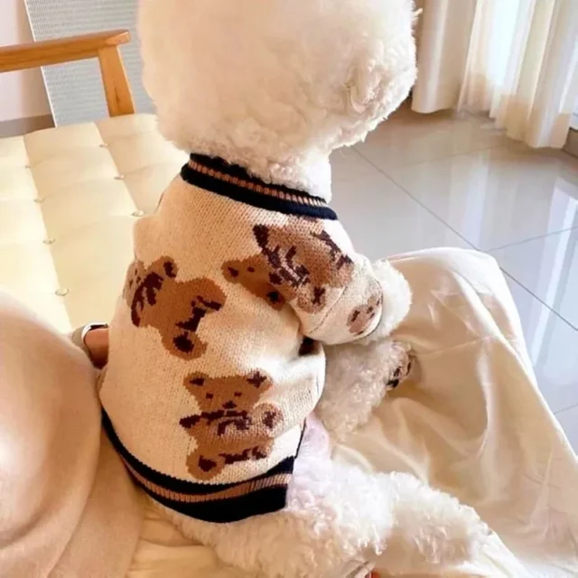 Luxury Dog Clothes Chihuahua Pet Striped Cardigan Sweater Bichon Frise Puppy Kitten Dog Warm Coat Cat Dog Accessories Pet Outfit - Image 4