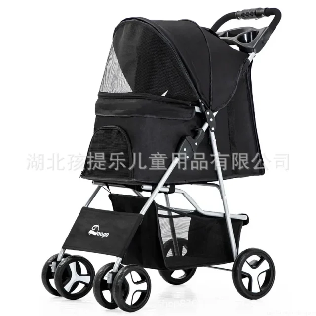 DTC-804 Portable Foldable Pet Cart Cat Dog Four Wheeled Cart Pet Outing Cart Single Handed Delivery with Sunroof - Image 5