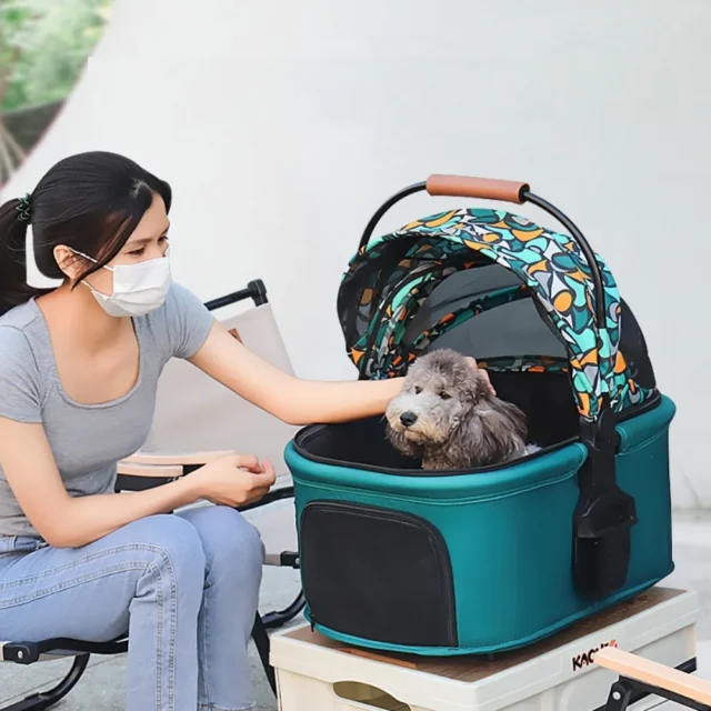 Detachable Pet Stroller Carrier for Cats/Dogs, Storage Basket for Medium Small Pets Puppy Stroller with Cup Holder, Easy Fold - Image 3