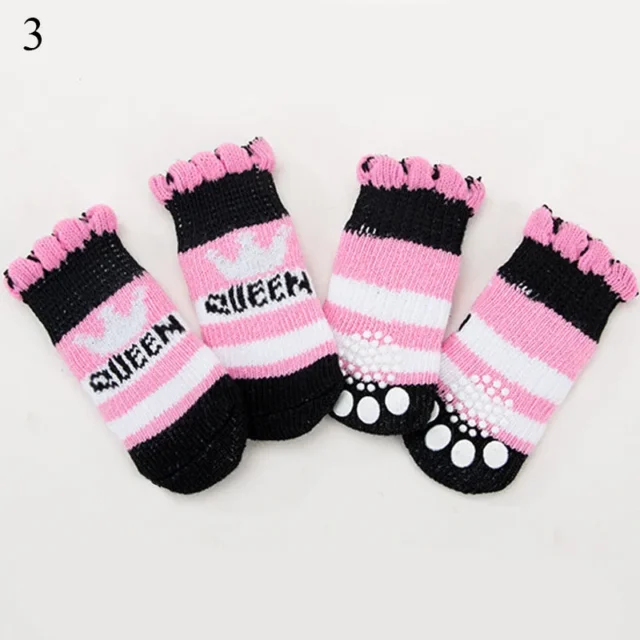 4Pcs Winter Warm Dog Socks Cute Cartoon Anti Slip Skid Pet Shoes Socks Soft Breathable Paw Protector for Small Puppy Cat Dogs - Image 3