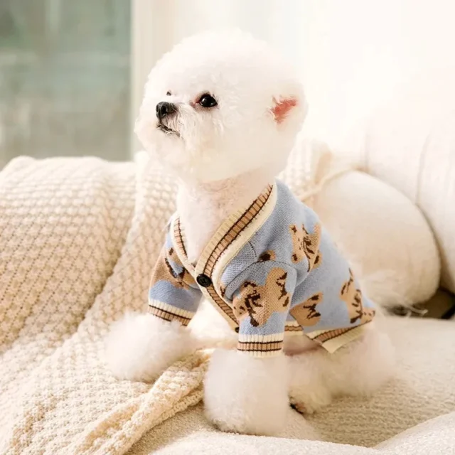 Luxury Dog Clothes Chihuahua Pet Striped Cardigan Sweater Bichon Frise Puppy Kitten Dog Warm Coat Cat Dog Accessories Pet Outfit - Image 6