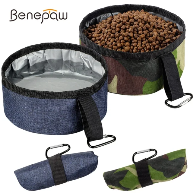 Benepaw Portable Dog Bowls Travel Foldable Safe Dog Dish Dog Water Food Bowl Hiking Accessories For Small Large Dogs