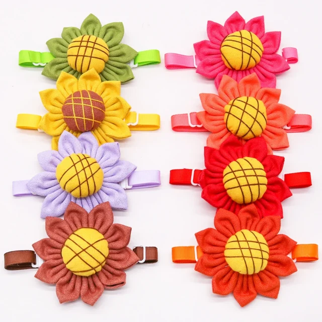 Daily Dog Bow Tie Dogs Bowknot Sunflowers Shape Grooming Adjustable Dog Collar For Small Dog Cat Pet Products Dog Accessories - Image 4