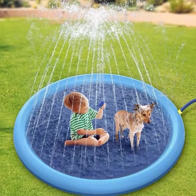 Pet Sprinkler Pad Play Cooling Mat Swimming Pool Inflatable Water Spray Pad Mat Tub 170*170cm Summer Cool Dog Bathtub for Dogs - Image 2