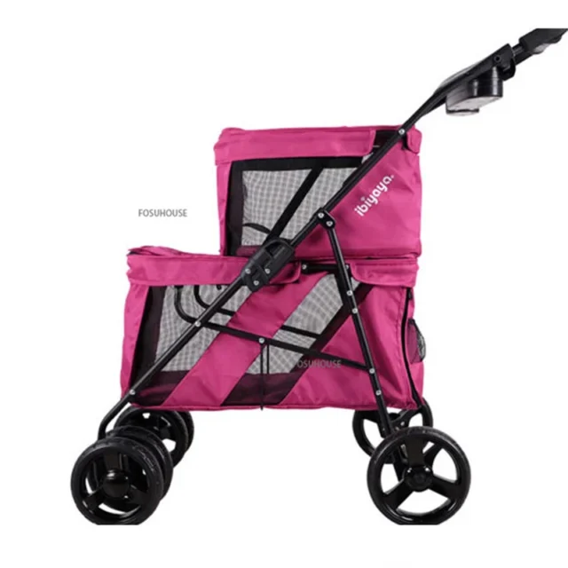 Nordic Pet Stroller Cart 4-wheel Portable and Foldable Outdoor Travel Walking Cart Trolley Double Layer for Pet Supply Cats Dogs - Image 3