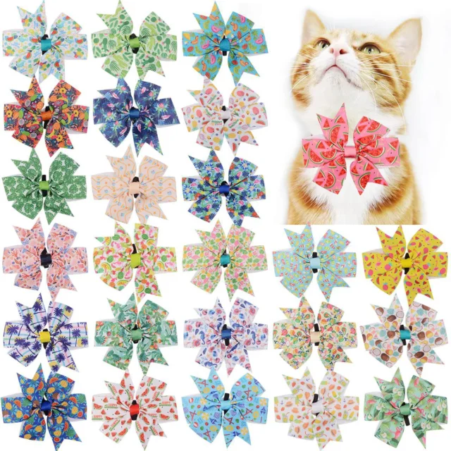 100pcs Summer Fruit Collar Bow Dog Tie Slideable Dot Pet Grooming Accessories Dog Accessories for Large Dogs Birthday Hair Bows