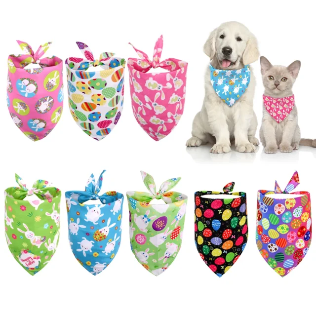 1 Pcs Dog Bandana Easter Day Rabbit Pet Dog Bandanas Scarf Polyester Small Dogs Cats Bandana Bibs Pet Accessories Supplies