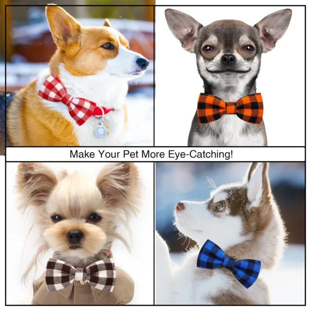 10PS Dog Bow Tie Cotton Plaid Samll Dog Cat Bowties Collar Bows Dogs Collar Accessories Pets Grooming Accessories For Small Dogs - Image 2