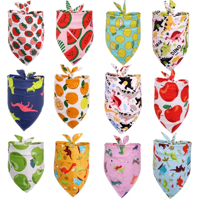 60pcs Fruit Style Dog Bandana Pet Bandanas Summer Adjustable Dog Triangular Scarf Puppy Cat Bibs Dog Accessories Pet Products