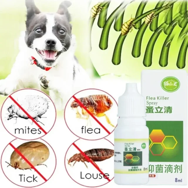 8ML Flea Spray Safe Ingredients Itch Relief Remove Ticks Fleas Universal Pet Dog Anti-flea Mites Ticks Drops Indoor - Image 4