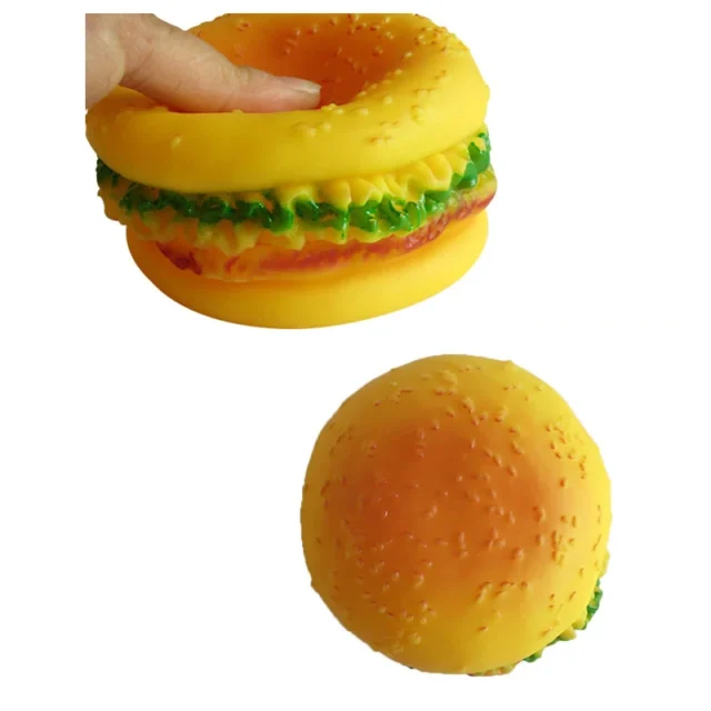 Rubber Hamburger Shaped Squeak Toy for Pet Screaming Chew Squeaky Dog Cat Toys Training Playing Toy 1Pcs - Image 6