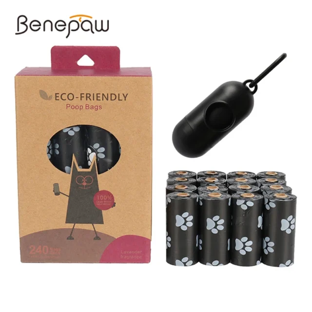 Benepaw Biodegradable Dog Poop Bags Eco-friendly Thick Leak-proof Pet Waste Bag Dispenser Easy Tear To Off 120/240 Counts