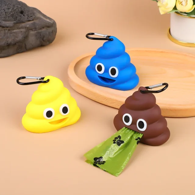 creative poop shaped pet poop waste bag dispenser portable pet bin bag holder with clip pet dog leash outdoor walking and travel - Image 2