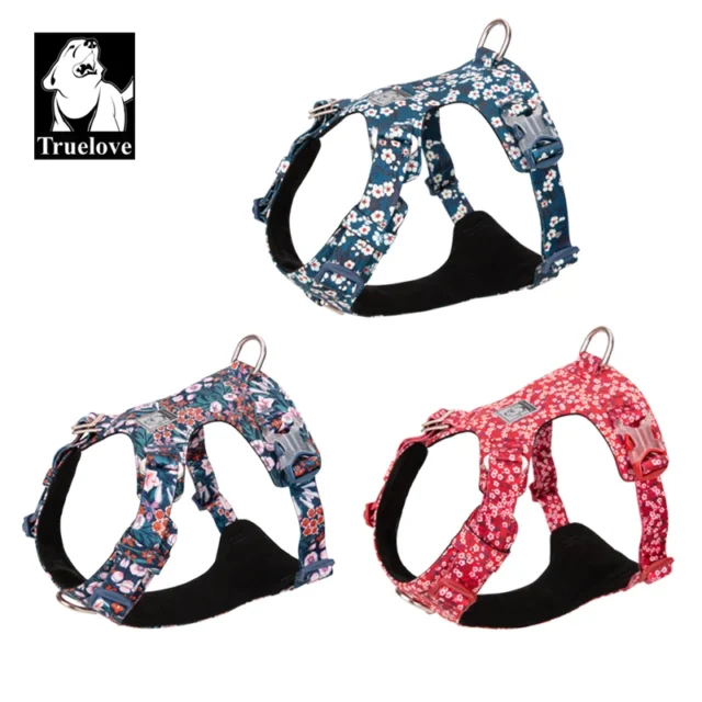 Truelove Dog Harness New Fashion Design Harness for Small Large Dog Cotton Floral Multi Sizes Adjustable Reflective TLH6283 - Image 3