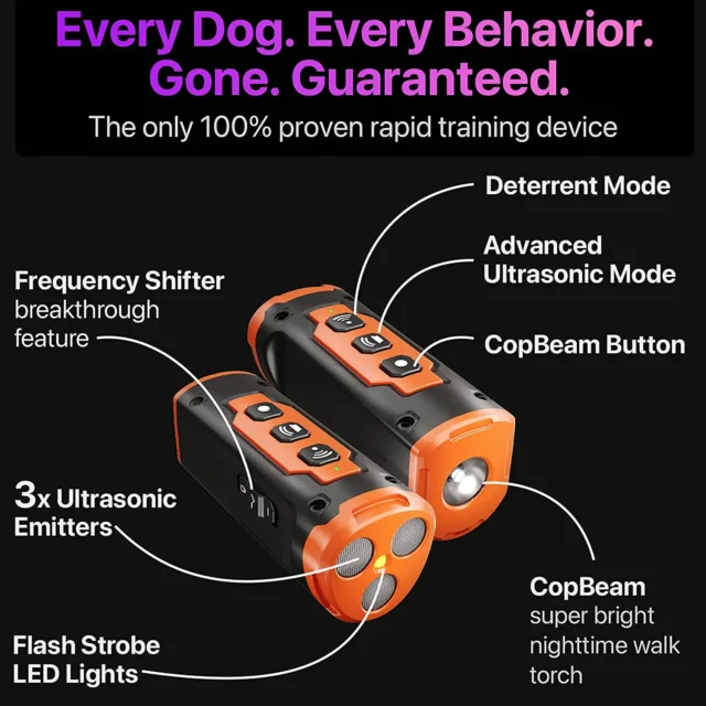 2023 Release Pet Dog Repeller Ultrasonic Dog Training Device Rechargeable Anti Dog Bark Deterrent Device With LED Flashlight - Image 5