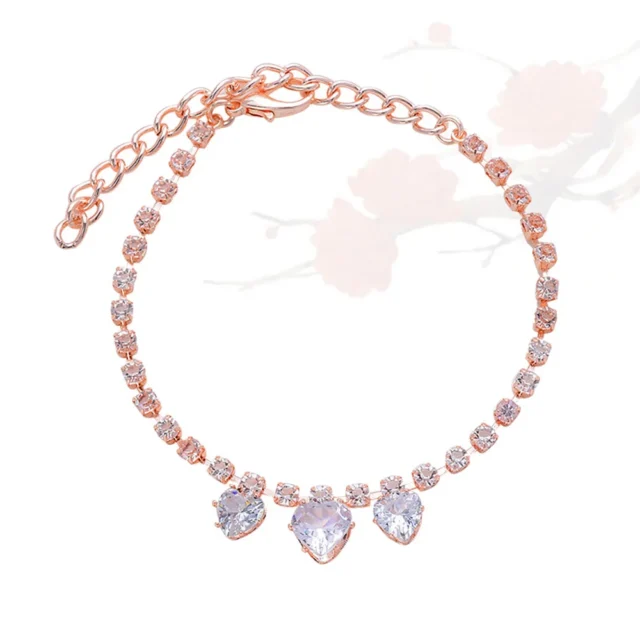 Luxury Cat Rhinestone Necklace Simple Bright Peach Heart Zircon Bling Grooming Puppy Kitten Cat Dog Pet Collars Cat Supplies - Image 5