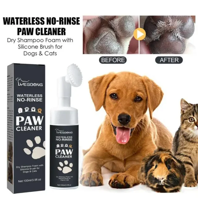 Paw Cleaner Foam Dog Claw Cleaner Cat Paw Cleaner Waterless Pet Shampoo With Dog Brush For Rinse-free Cat Paw Deep Cleanser - Image 4