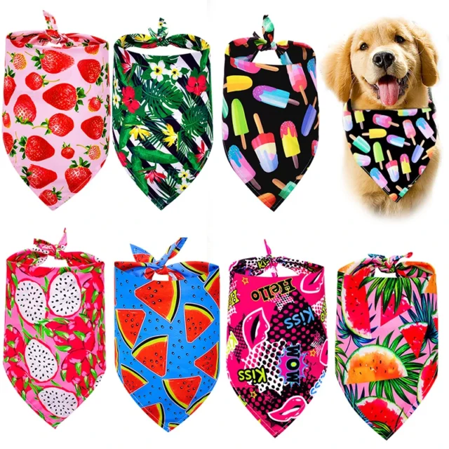 1 Pcs Dog Bandanas Summer Dog Accessories Cotton Pet Dog Bandana Scarf Small Dogs Cats Bibs Pet Accessories Bandanas For Dogs