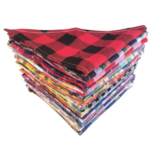 30/50pcs Dog Bandanas 100% Cotton Plaid Collar Pet Cat Dogs Scarves Bowties Neckerchief Dog Accessories Dog Scarf Handkerchief - Image 4