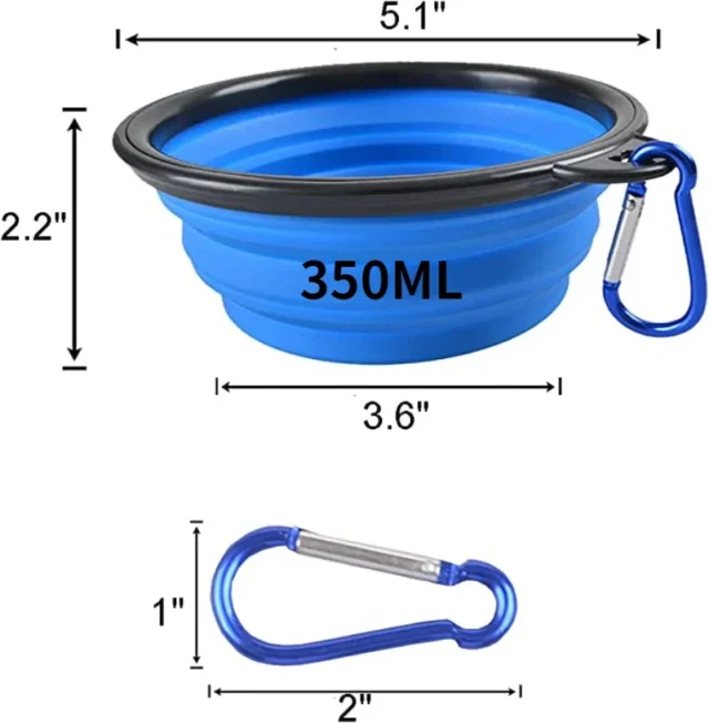 Collapsible Dog Bowls, Portable Foldable Dogs Cats Travel Water Food Bowls with Carabiner Clip for Walking, Traveling,Hiking - Image 2