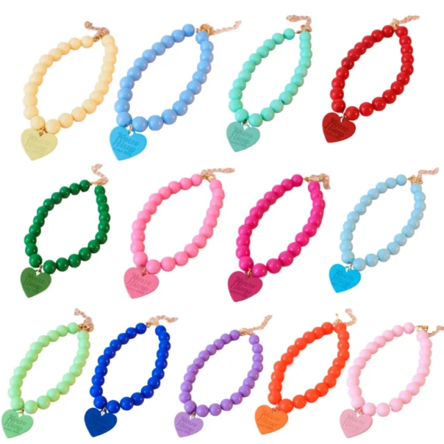 Pet Colorful Love Collar Dog Pearl Necklace Rainbow Multi Color Dog Necklace Puppy Accessories Dog Accessories for Small Dogs - Image 2