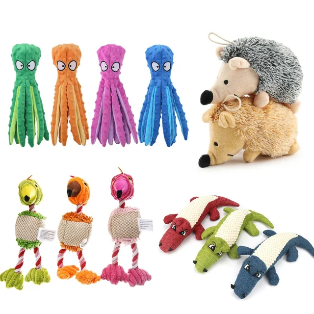 Dog Plush Toy Cat Dog Voice Octopus Crocodile Animals Puzzle Toy Bite Resistant Interactive Pet Training Chew Toy Pet Supplies