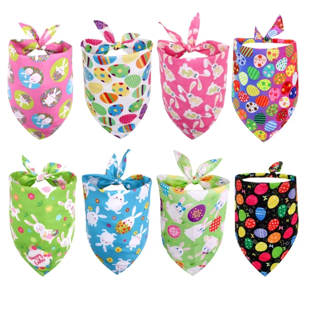 1 Pcs Dog Bandana Easter Day Rabbit Pet Dog Bandanas Scarf Polyester Small Dogs Cats Bandana Bibs Pet Accessories Supplies - Image 3