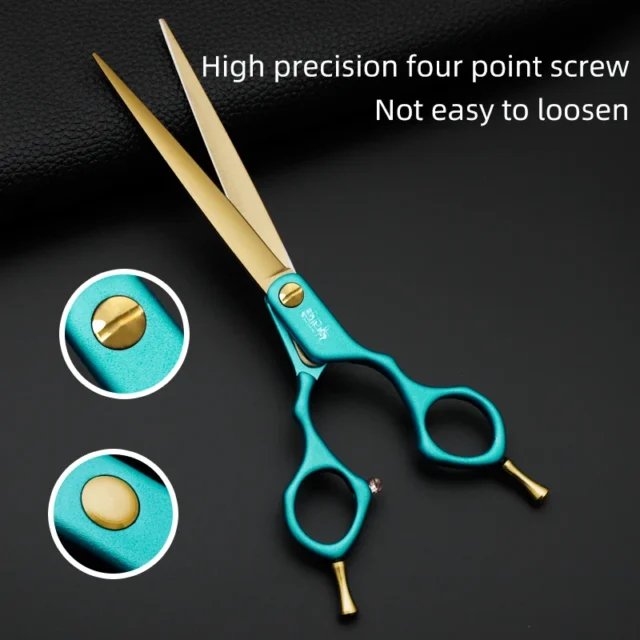 Professional pet grooming scissors 440C material dog grooming scissors Gold Blade Straight Cut Pet Shearing Tools - Image 4