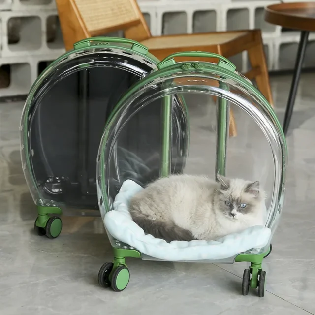 Pet Trolley Box Portable Dog Cat Outing Bag Transparent Pet Backpack Checked Airline Cat Bag, Cat Accessories Outing Cat Bag - Image 3