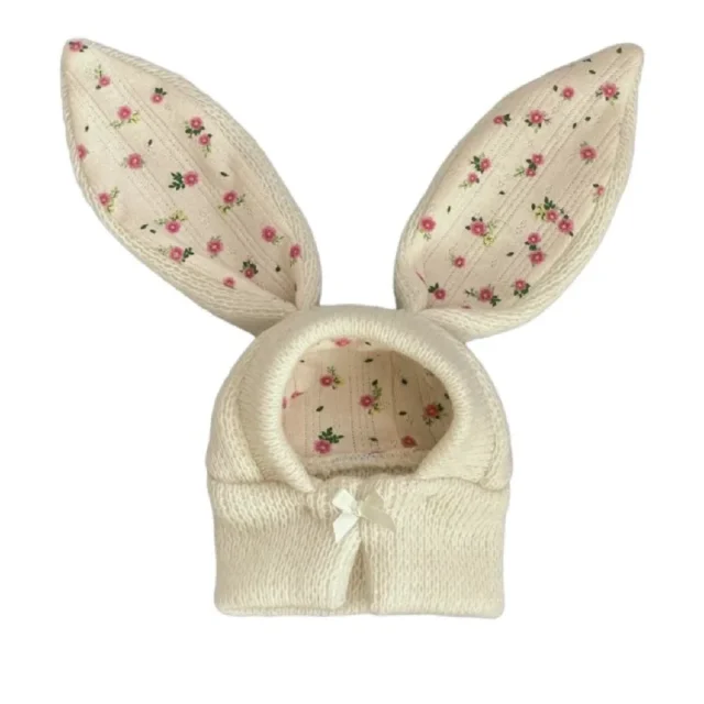 INS Cute Rabbit Ears Warm Cold Dog Hats Pet Knitting Fall and Winter Warm Cat Puppy Bichon Teddy Head Cover Dog Accessories - Image 5