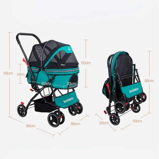 Luxury Pet Cat Stroller Baby Stroller Newborn Foldable 4 Wheels Shock Absorption Stroller Dog Transporter Carrier - Image 5