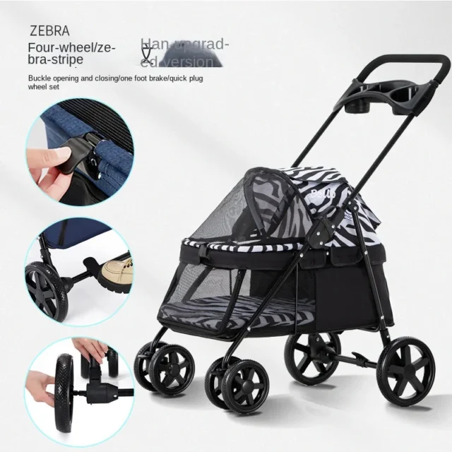 SP01K Pet Dog Stroller Foreign Trade Aluminium Alloy Foldable Mini Lightweight Folding Stroller for Small Dogs Outdoor Camping