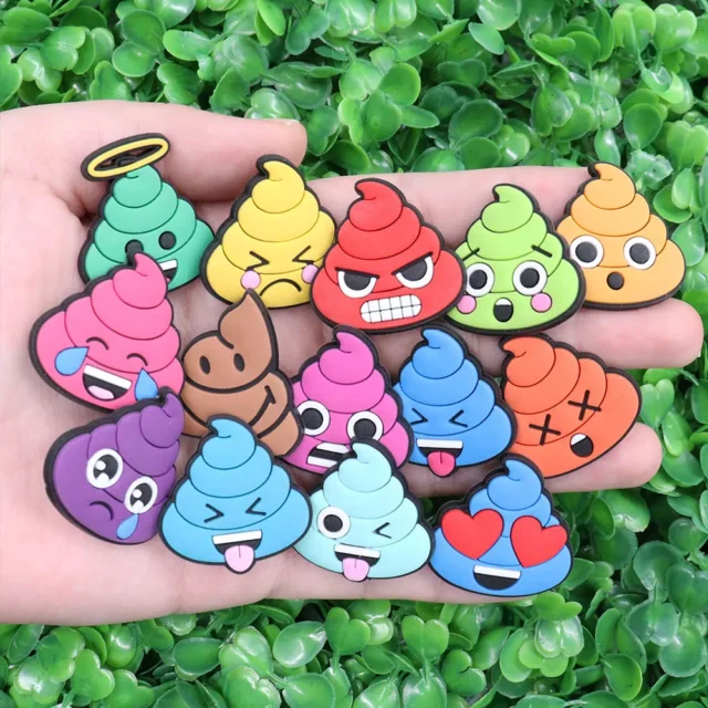 New Arrival 1Pcs PVC Colorful Expressions Poop Shoes Buckle Charms for Kids Funny Decorations Fit Bracelet - Image 5