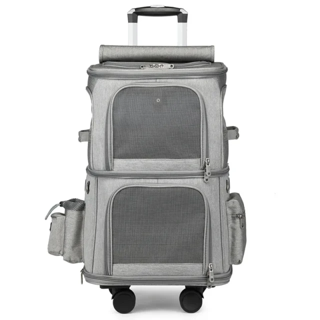 Double-layer Pet Trolley Bag Portable Outdoor Telescopic Pull Rod Case Dog Backpack Cat Carrier - Image 4