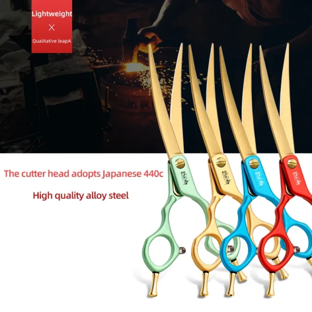 Pet hair trimming scissors special gold blades curved scissors dog hair trimming artifact Teddy hair trimming scissors household - Image 6