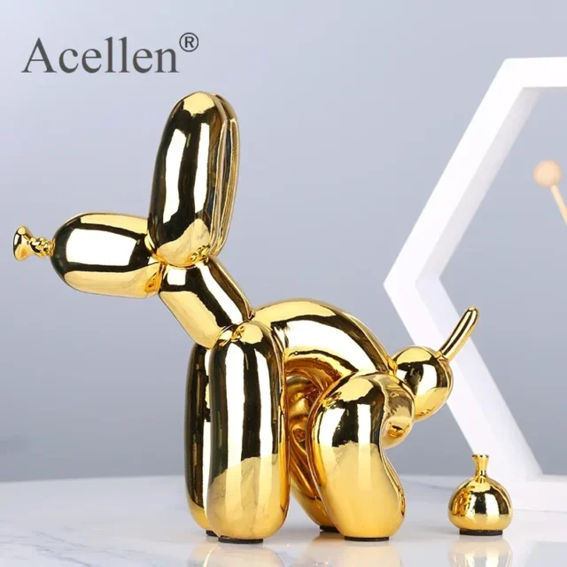 Resin Cute Squat Poop Balloon Dog Animals Figurine Shape Statue Art Sculpture Figurine Craftwork Tabletop Home Decor Accessories - Image 3