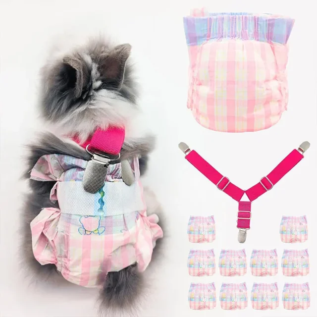 10pcs Disposable Pet Diaper Rabbit with Sling Anti-shedding Diaper Small Pet Menstrual Pants Pet Physiological Supplies - Image 2