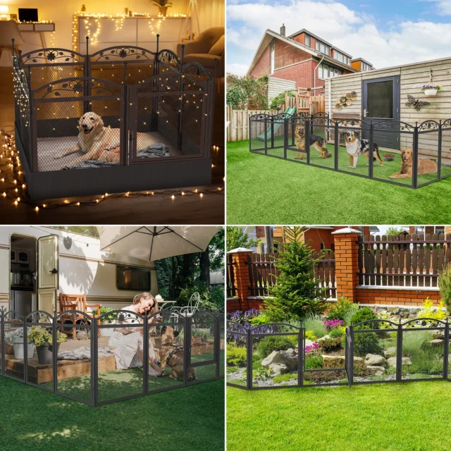 Dog Playpen Fence Detachable Play Pen Exercise Puppy Kennel Cage Dogs Supplies Dog Fences 8 Panels with Waterproof Fertility Pad - Image 5