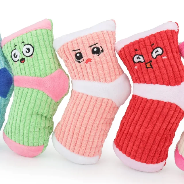 Cute Pet Toy Fun Cute Sock Squeak Bite Molar Fleece Kitten Puppy Chew Cleaning Teeth Sound Soft Plush Dog Cat Toys Pet Supplies - Image 2