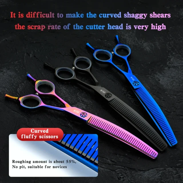 Finely Trimmed, Thinned, Curved, Fluffy Scissors 7.0 Inches Hair Removal 55% Pet Grooming Teddy Dog Special Beauty Scissors - Image 4