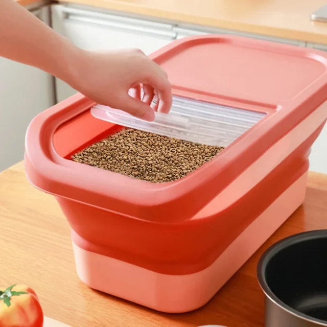 13LB Collapsible Pet Cat Dog Food Storage Container Folding Pet Food Container With Lids Sealing Box Kitchen Grain Storage Boxes - Image 2