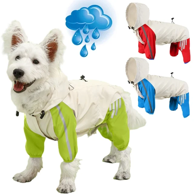 Reflective Dog Raincoat Waterproof Pet Jumpsuit Clothes for Small Dog Puppy Raincoat French Bulldog Chihuahua Poodle Rain Coat