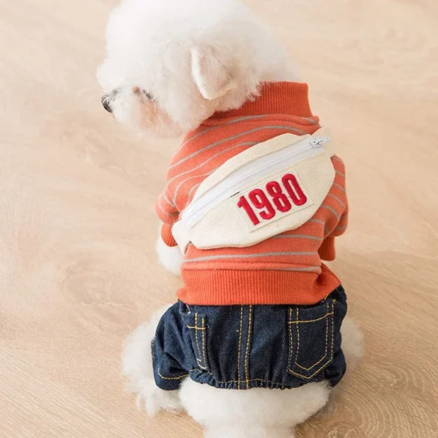 Winter Warm Dog Denim Clothes Pet Adorable Sweatshirt & Jeans Outfits for Medium Small Dogs Puppy Jumpsuit Cat Pants Chihuahua - Image 3