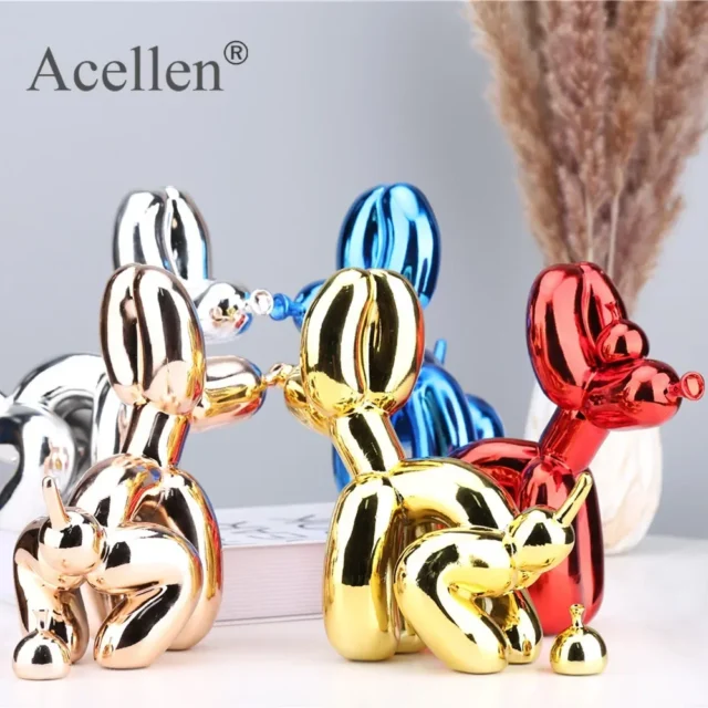 Resin Cute Squat Poop Balloon Dog Animals Figurine Shape Statue Art Sculpture Figurine Craftwork Tabletop Home Decor Accessories - Image 2